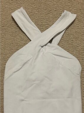 Babaton White Cross-Front Halter Tank